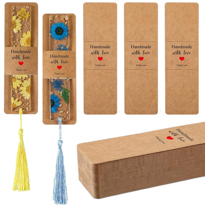 10/30/50 PCS Resin Bookmark Holder Kraft Sleeves — DIY Bookmark Display Cards & Small Business Packaging Supplies