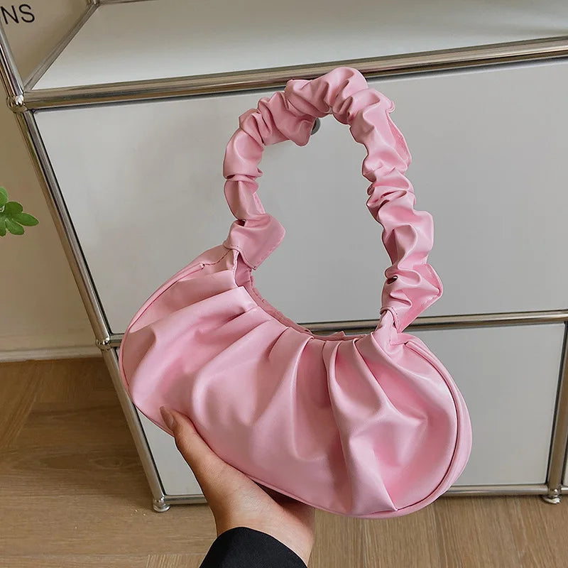 Fashion Pleated Cloud Handbag for Women – PU Leather Shoulder Bag, Casual Armpit Bag & Shopping Tote