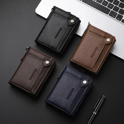Men’s Multifunctional PU Leather Wallet – Large Capacity Credit Card Holder Purse with Chain Strap