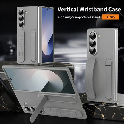 Luxury Wristband Case for Samsung Galaxy Z Fold 3-7 – Invisible Bracket Silicone Cover with Hand Strap & Folding Stand