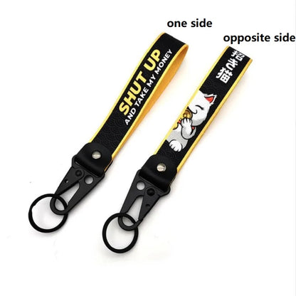 Motor Racing Webbing Wrist Lanyard Keychain – Paracord Rope Hand Strap for Motorcycle, Car Keys, Camping & Outdoor Use