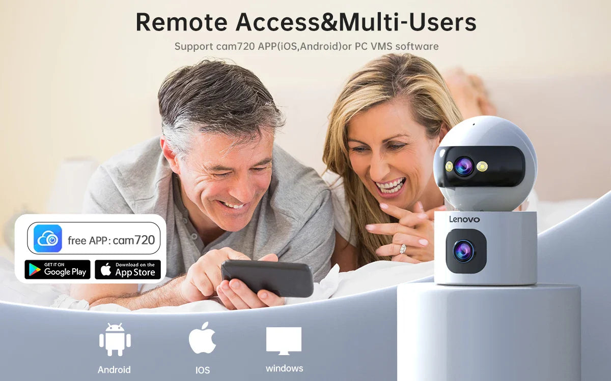 Lenovo 4K IP Camera – 5G WiFi Dual-Lens Smart Home CCTV, Wireless Surveillance with Auto Tracking, Security & Baby Monitor