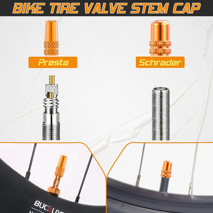 BUCKLOS F/V to A/V Valve Adapter – Aluminum Alloy Presta to Schrader Converter with Durable Bicycle Valve Cap