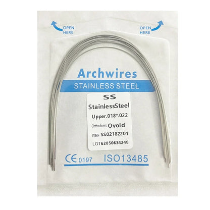 10PCS Dental Orthodontic Arch Wire Set - Stainless Steel Round & Rectangular Dentist Ovoid Form Material