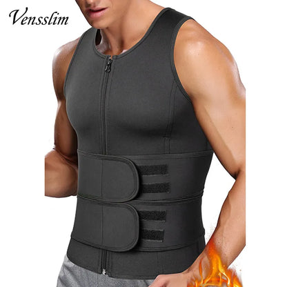 Men's Double Belt Waist Trainer Sauna Vest: Body Shaper Corset for Abdomen Slimming & Fat Burn - Fitness Shapewear