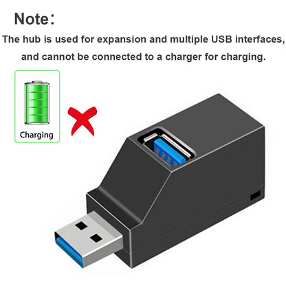 USB 3.0 Hub Adapter Extender - 1 to 3 Ports, High-Speed USB 2.0 Splitter for PC, Laptop, U Disk, Card Reader