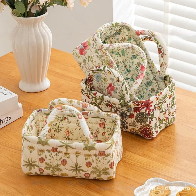 Thickened Cotton Fabric Storage Basket – Small Size Home Organizer for Cosmetics, Toys & Snacks, Household Cloth Storage Bin