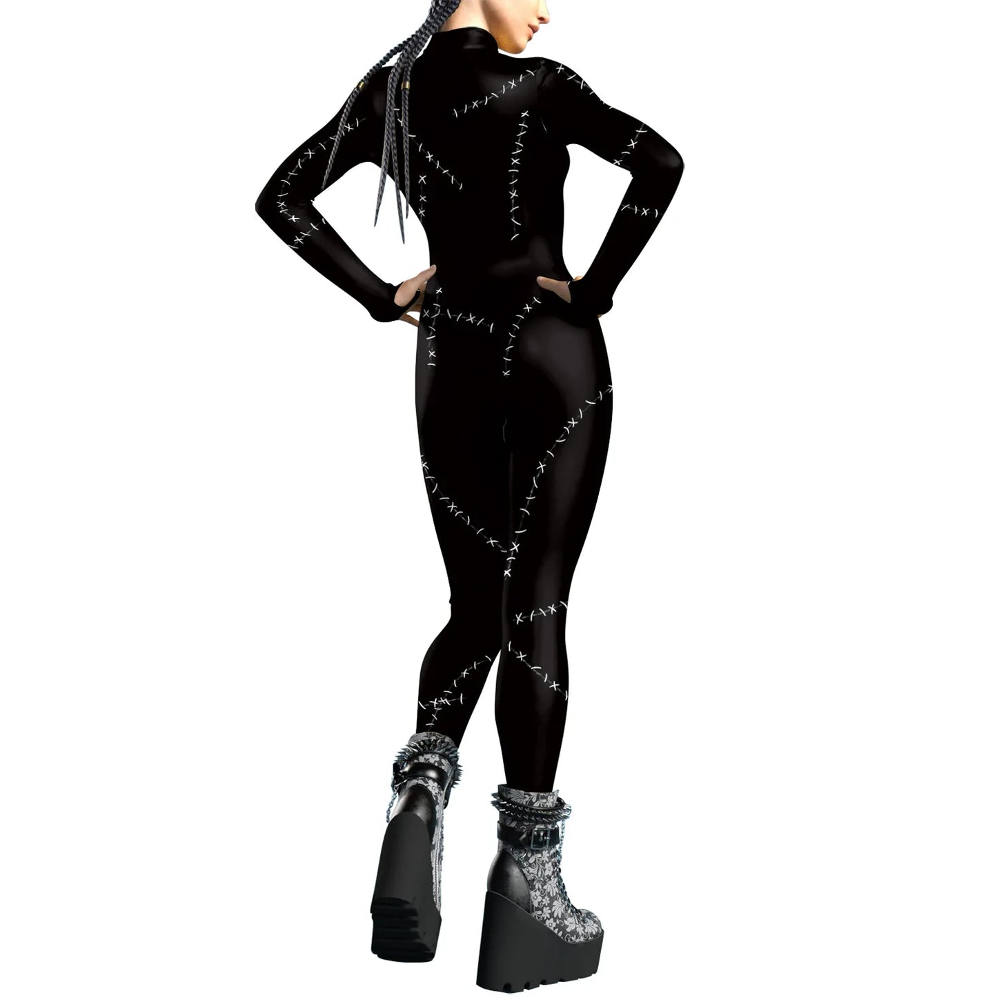 Black Catwoman Cosplay Jumpsuit - Women's Halloween Zentai Catsuit Costume for Parties