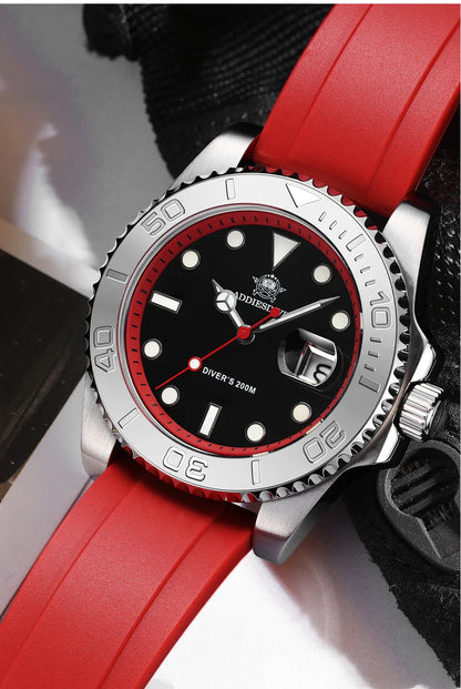 ADDIESDIVE 41mm Men’s Quartz Dive Watch – Rotatable Bezel, Stainless Steel, Luminous BGW9, Rubber Strap, 200m Water Resistant