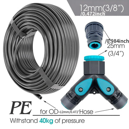 Adjustable Brass Fogging Spray Kit – 3/8" Flexible PE Hose Quick Connect Cooling & Dusting Garden Watering System