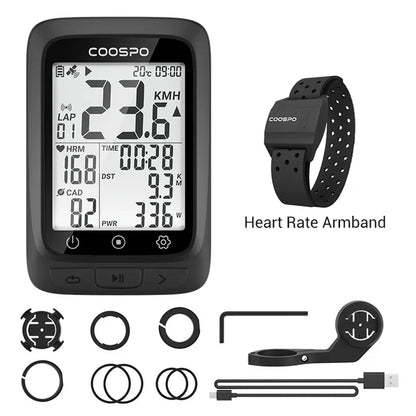 Coospo BC107 GPS Bike Computer — 2.4" Wireless Odometer & Speedometer, Bluetooth 5.0, ANT+, Waterproof