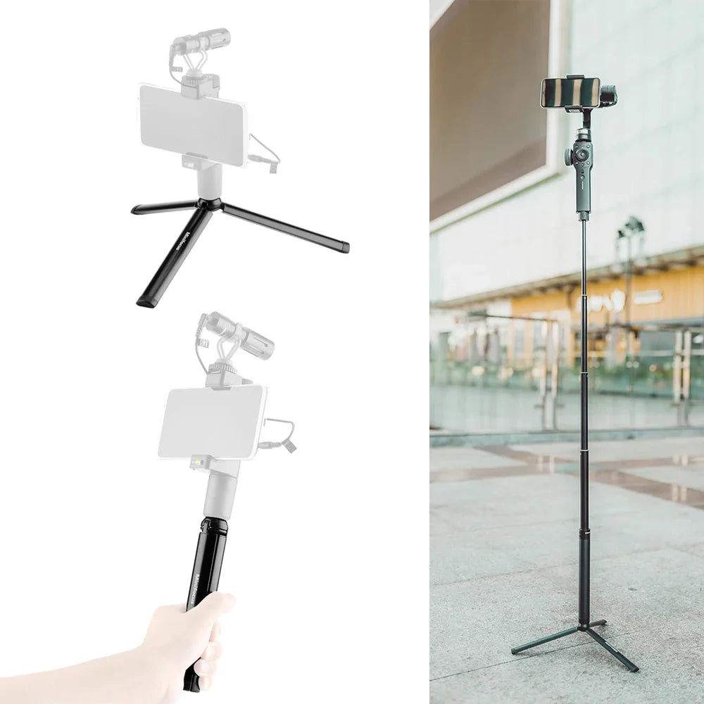 Metal Mini Tripod Stand for DJI, Zhiyun, Feiyu Gimbals & DSLR Cameras, Monopod with 1/4" Screw, Tabletop Handheld Stabilizer