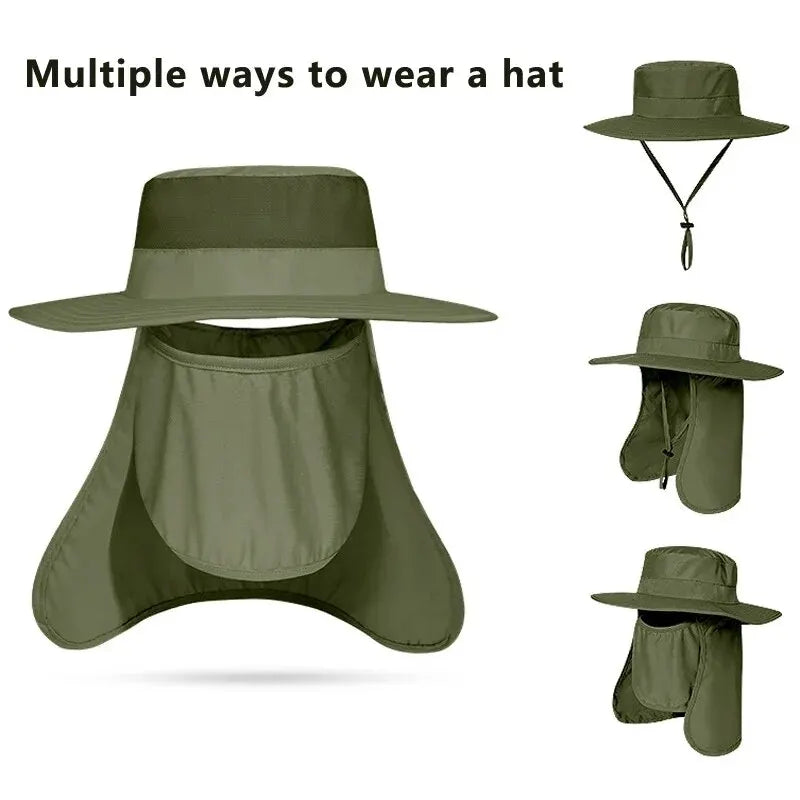 Stay Protected Outdoors: New Sun Protection Fishing Hat - Breathable Mesh, Anti-UV Summer Cap for Camping, Hiking, and Mountaineering - Men's Panama Style