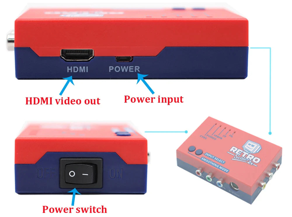 RetroScaler2x AV to HDMI Converter – Line Doubler for PS2, N64, NES, Dreamcast, Saturn, MD1 & MD2 Consoles