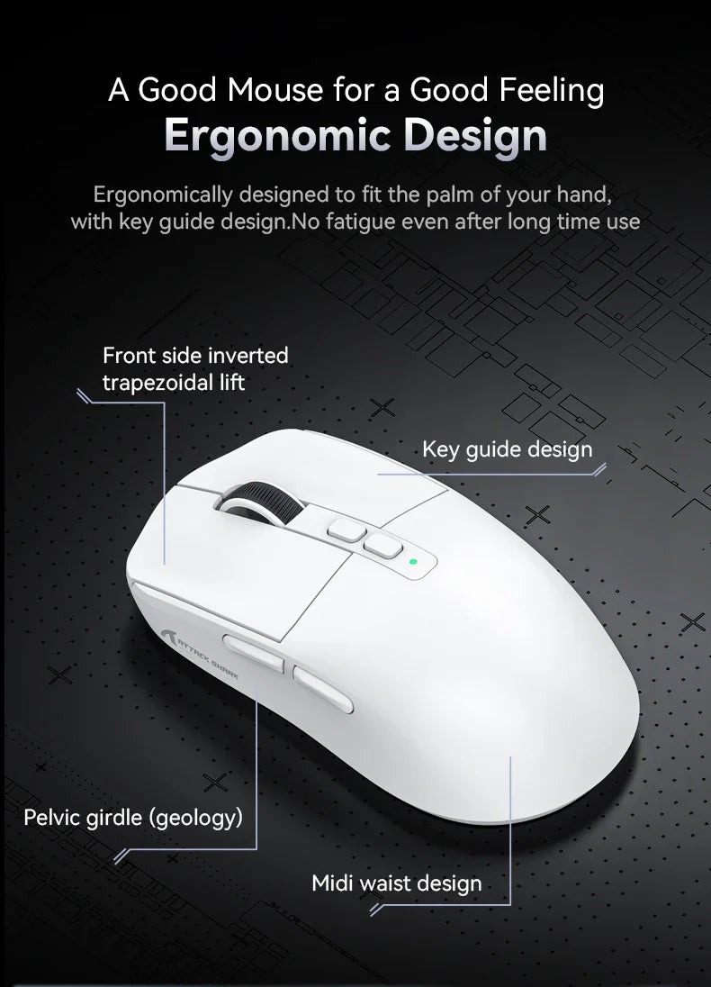 Attack Shark X6 PAW3395 Bluetooth Gaming Mouse — Tri-Mode Connection with RGB Touch, Magnetic Charging Base & Macro Functions