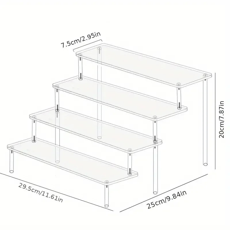 Multi-Layer Acrylic Cake Display Stand – Clear Trapezoidal Rack for Desserts & Cupcakes