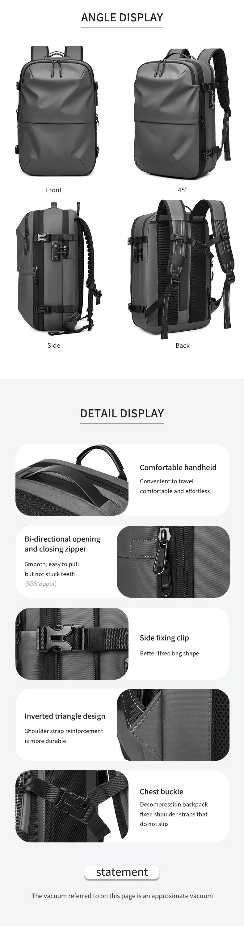 Men's Travel Backpack – Vacuum Compression, 17-Inch Laptop Backpack, Large Capacity Business & School Backpack, Expanded Hiking Bag