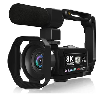 8K HD Video Camera – 3-Inch LCD Touch Screen, 18X Digital Zoom, Ultra HD, WIFI Portable Camcorder Recorder
