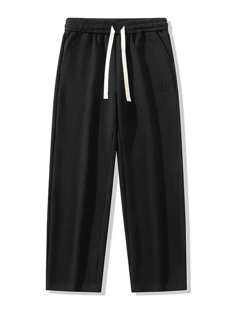 Men’s Wide Leg Cotton Sweatpants – Straight Fit Drawstring Casual Sports Track Pants, Big Size up to 8XL