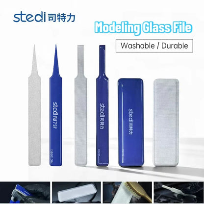 Stedi 2.0 Upgraded Glass File – Washable & Durable Model Polishing Tool for Nub Mark Removal, Grinding & Sanding for Hobby Modelers