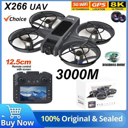X226 Drone VR – Brushless RC Quadcopter with Dual HD Camera, Optical Flow Hover, Obstacle Avoidance, Remote Control Toy for Boys