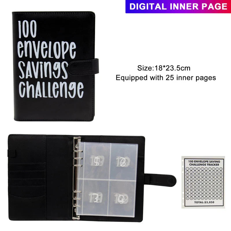 100 Envelope Challenge Binder – Savings Challenge Loose-Leaf Budget Binder with Cash Envelopes, Money Organizer System