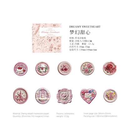 20PCS Wax Seal Sticker Set – DIY Scrapbooking & Junk Journal Decorative Paper Stickers for Collage Crafts & Creative Projects