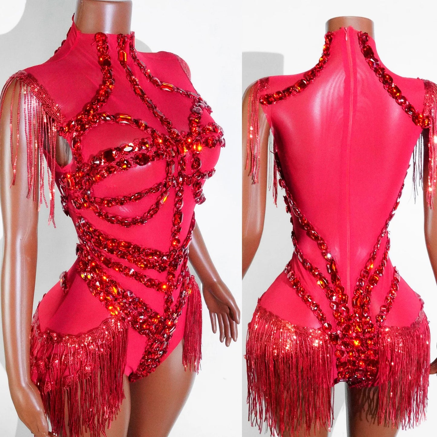 Sexy Shiny Silver Sequin & Black Spandex Jumpsuit — 2025 Women’s Prom, Dancer & Stage Performance Costume