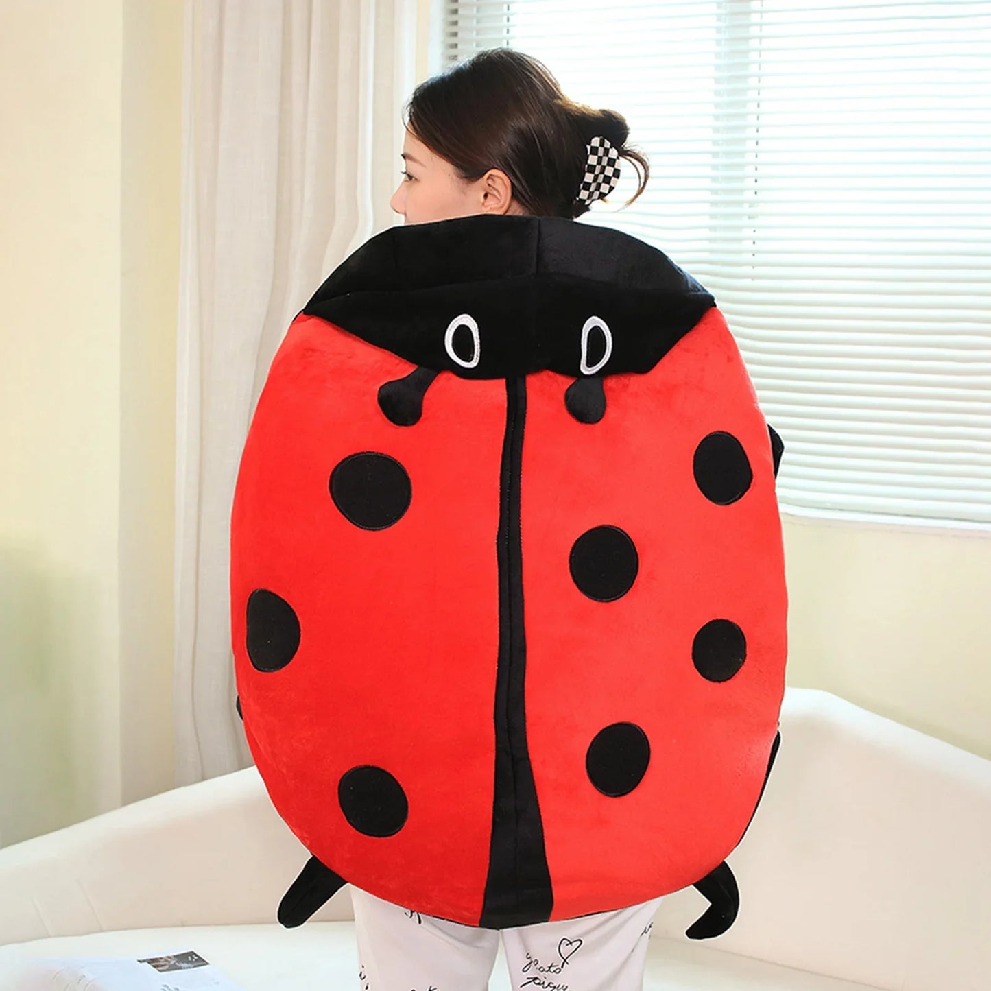 Wearable Ladybug Plush Pillow – Cute 60cm/23in Oversized Stress-Relief Sleeping Pillow for Kids & Adults