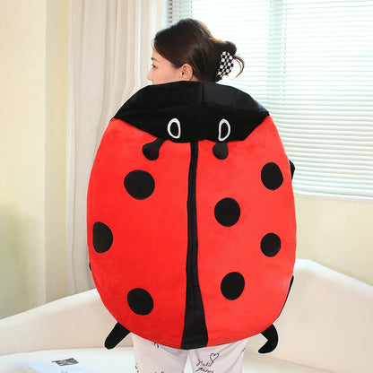 Wearable Ladybug Plush Pillow – Cute 60cm/23in Oversized Stress-Relief Sleeping Pillow for Kids & Adults