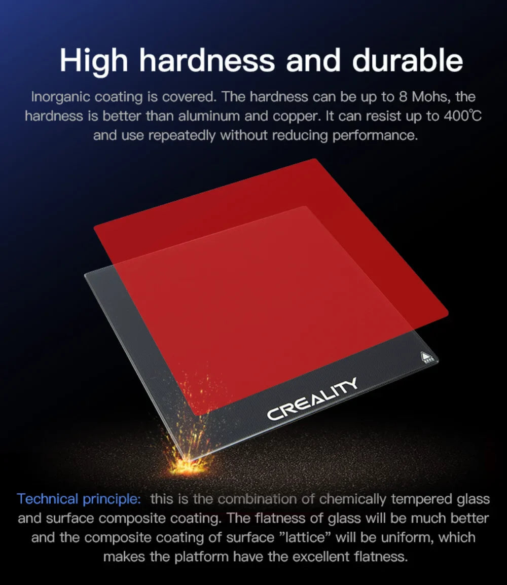 Creality Ender 3 Tempered Glass Bed — Upgraded 3D Printer Build Surface 235x235x4mm for Ender 3/3 Pro/3 V2