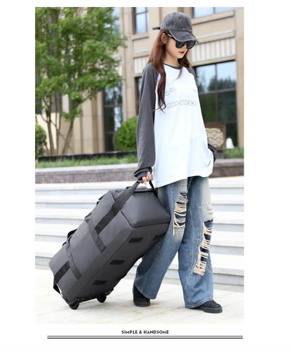 80L Rolling Duffle Bag with Wheels – 31" Heavy-Duty Foldable Travel Duffel, Water-Resistant Luggage with Shoulder Strap