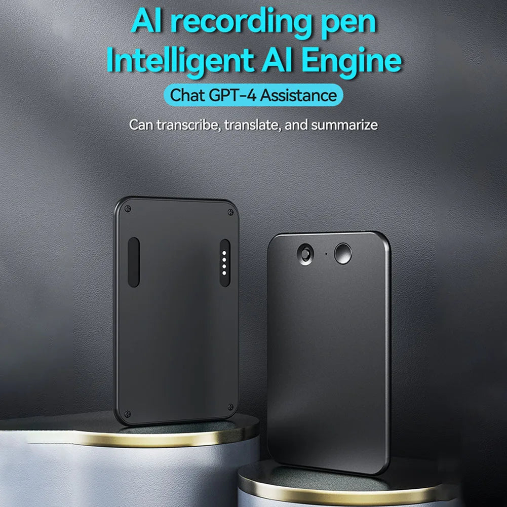 AI ChatGPT-4o Intelligent Voice Recorder — Noise Reduction Audio Dictaphone with 59 Languages Translation & Summarize, 8-128GB Storage