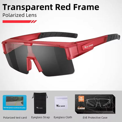 WEST BIKING Large Frame Cycling Glasses — Polarized Photochromic Sunglasses Fit Over Myopic Goggles