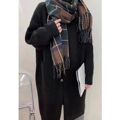 Women's High Neck Knitted Cardigan – Single Breasted Long Sleeve Mid-Length Sweater Jacket for Spring & Autumn