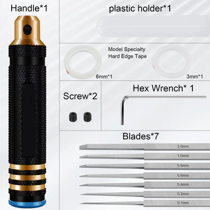 Model Chisel Set with 7 Blades – Gundam Resin Carving, Hobby Scribe & Cutting Tool for RC Car and Drone Repair