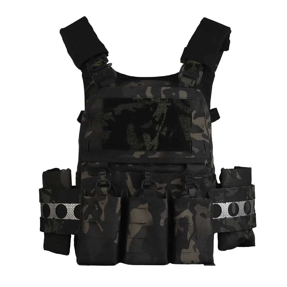 Tactical Vest Ferro Plate Carrier V5 – Military Hunting Airsoft Body Armor with Portable MOLLE System & Triple Magazine Pouch