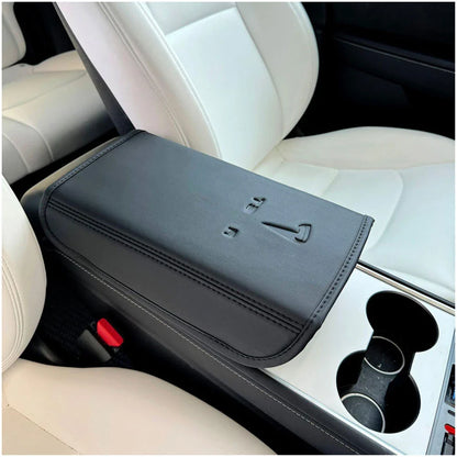 Tesla Model 3/Y 2017-2024 Armrest Cover – Leather Center Console Protector Interior Accessory