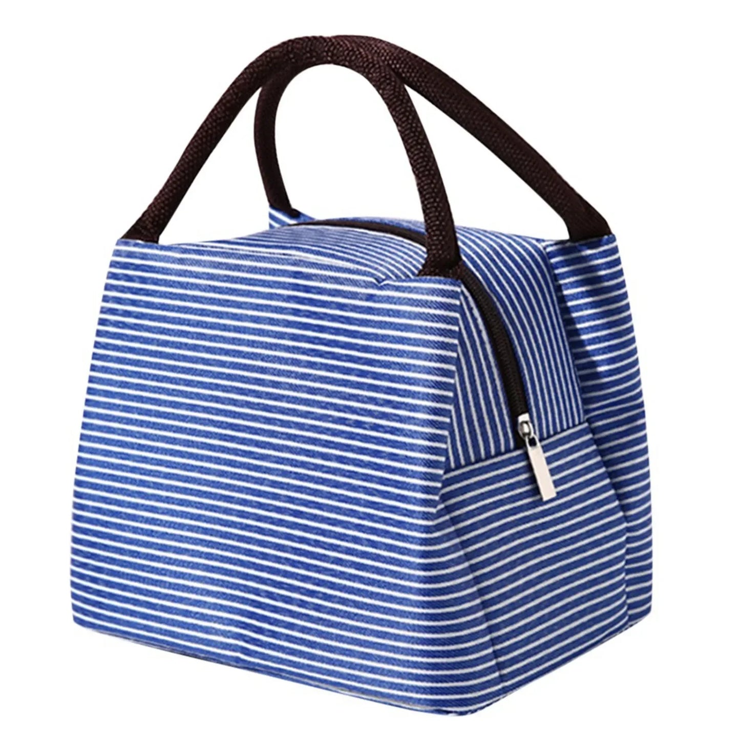 Multi-Color Portable Square Lunch Bag – Washable Striped Reusable Leak-Proof Insulated Bento Tote