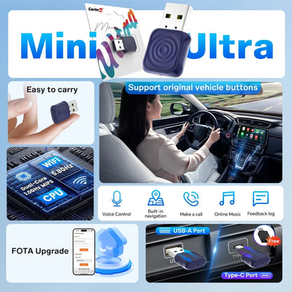 CarlinKit Wireless CarPlay & Android Auto Adapter - OEM Car Upgrade with WiFi & Bluetooth