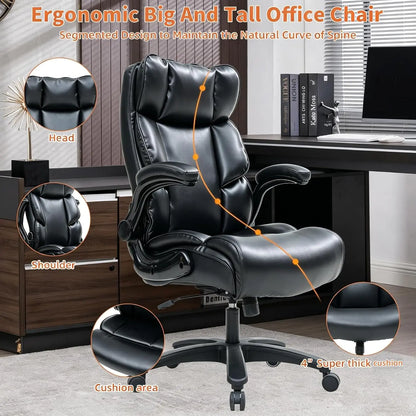 500LB Heavy Duty Office Chair - Ergonomic High Back PU Leather Executive Desk Chair for Big & Tall Users