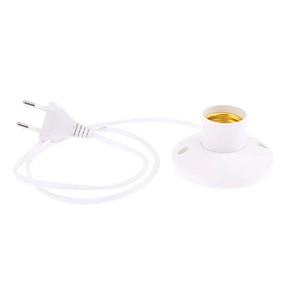 EU LED Stand Lamp Holder — E27 Bulb Plug Dome Socket with Cable Base for Table Lamps, Nightstands, and Lighting Accessories