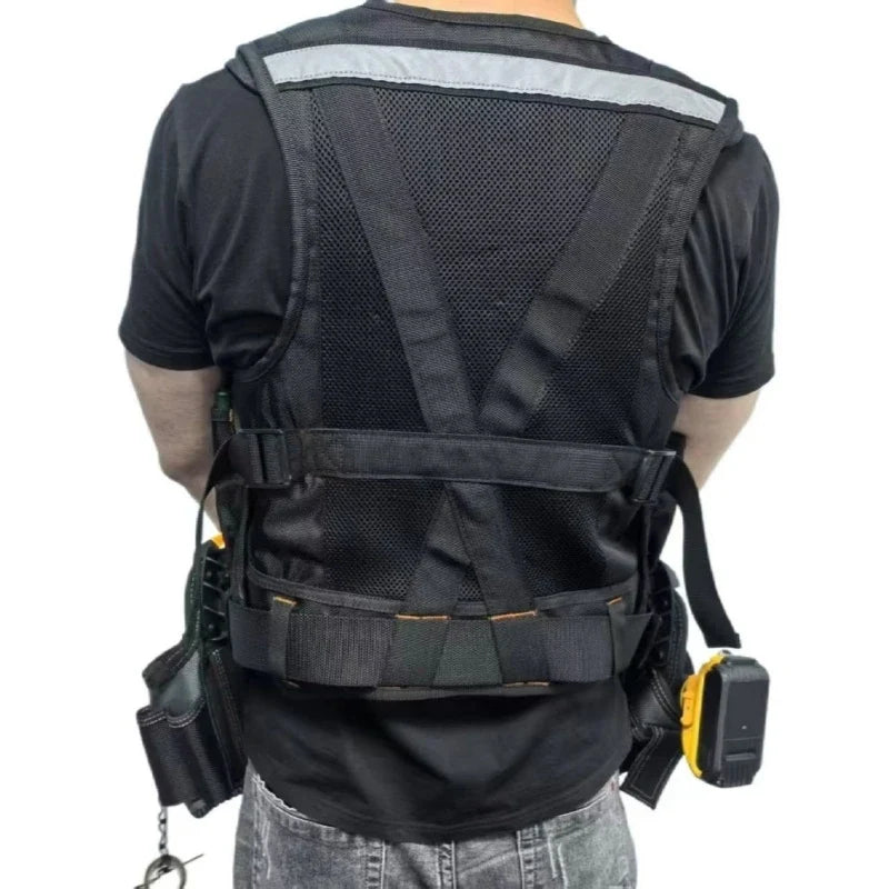 TOOLSTACK Heavy-Duty Work Vest - Multi-Pocket Breathable Adjustable Construction & Electrician Utility Vest