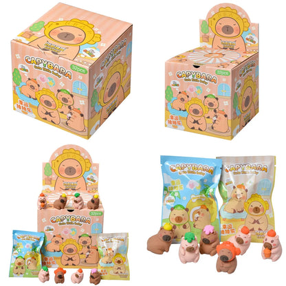Original Capybara Blind Bag 32pcs — Cute Little Baby Character Rubber Figures, Learning Stationery Toy for Kids & Gifts