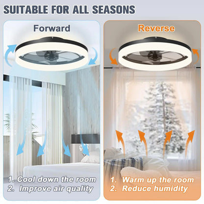 Simple LED Ceiling Fan Light with Remote Control - Infinite Dimming & 6 Wind Speeds, Chandelier Fan for Living Room & Bedroom