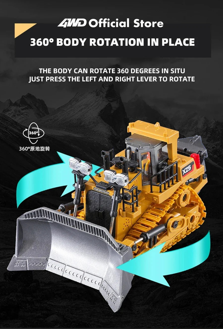 4WD RC Excavator Alloy Dump Truck Bulldozer | Remote Control Construction Vehicle Toy for Kids