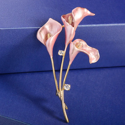 Luxury Tulip Flower Brooch Pin with White Stone – Elegant Rose Floral Jewelry for Women (2023 Design)