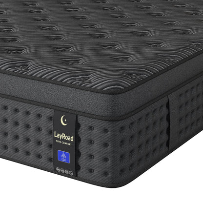 LayRoad Memory Foam Spring Mattress - Medium Firm Pressure Relief Mattress in a Box for Single, Double, Queen & King Beds