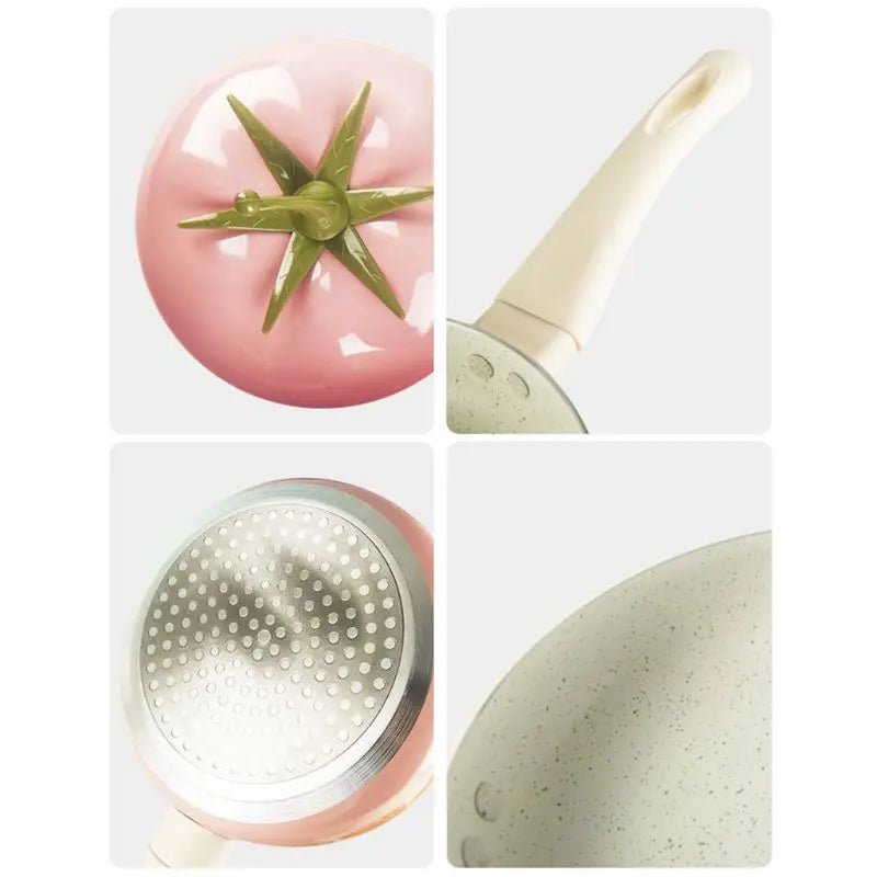 Tomato-Shaped Nonstick Frying Pan – Aluminum Saucepan for Induction & Home Kitchen Cooking