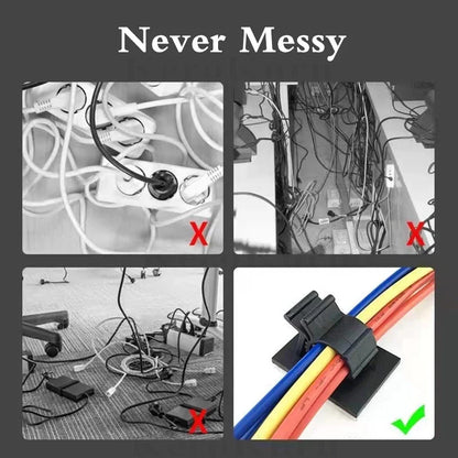 Self-Adhesive Cable Organizer Clips | Adjustable Cord Holder for Table, Car, PC, TV | Wire Management Clamp for Charging - Easy Cable Winder